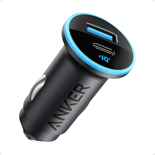 Adaptador de cargador de coche USB C (52.5 W), cargador de teléfono compacto Anker 323 con un puerto de carga rápida PowerIQ 3.0 de 30 W para iPhone