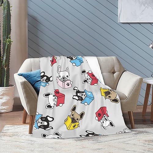 Miniatura 4 de Manta de franela suave con libro de lectura de bulldog francés para niños y niñas, 40 x 30 pulgadas, mullidas y acogedoras, tamaño individual para