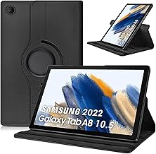 Case for Samsung Galaxy A8 10.5-Inch 2021 Tablet (SM-X200/X205/X207), 360 Degree Rotation Protective Stand Leather Folio Cover Back, Auto Wake/Sleep Tab A8 (Black)