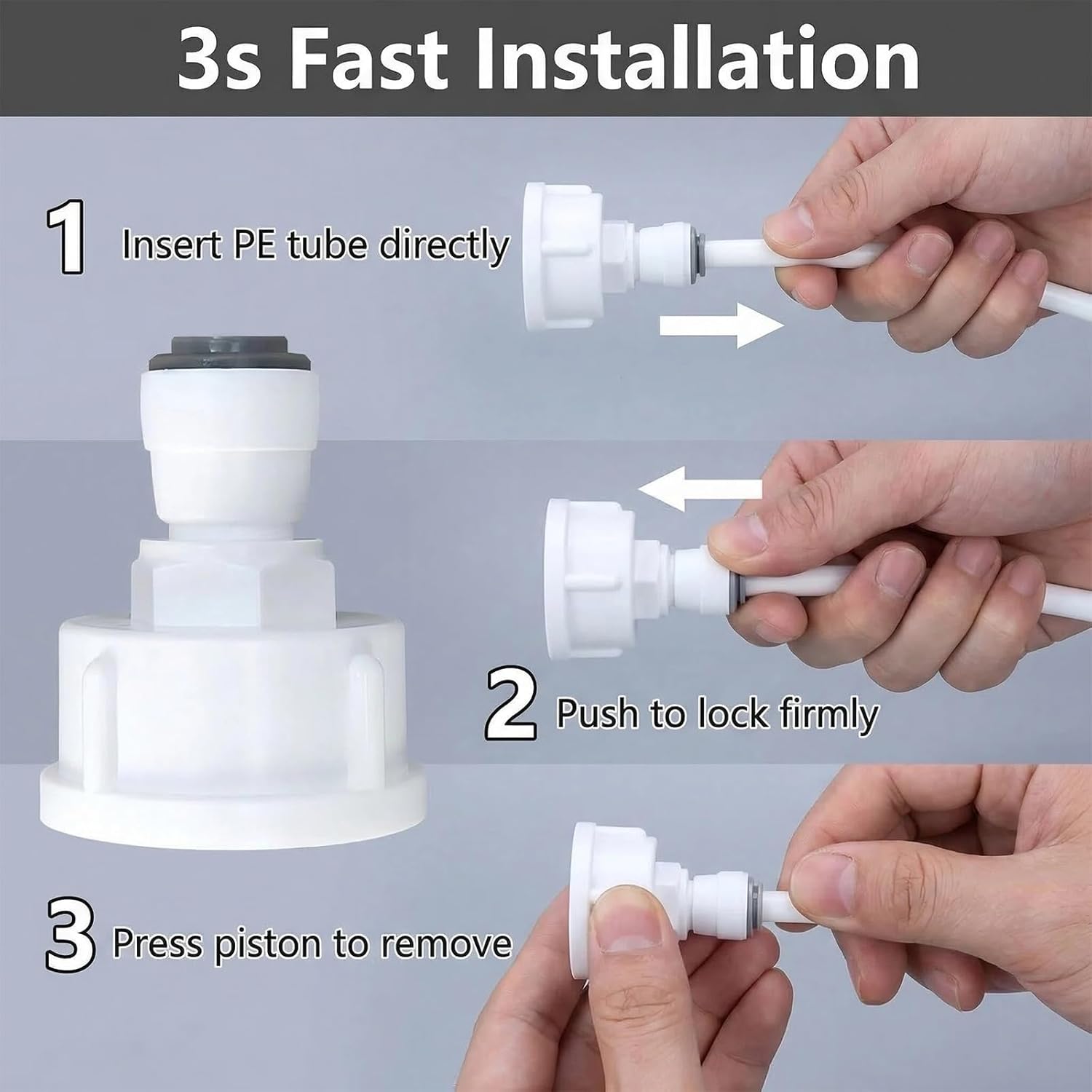 Water Filter Fitting, Reverse Osmosis System Connection, Quick Connection for Water Filter, Threaded Connection, Apply for PE Pipe