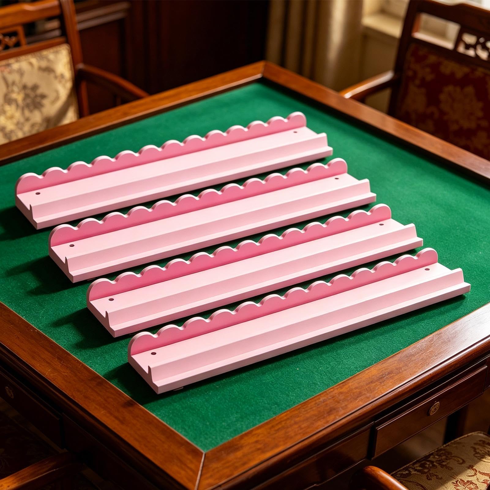 Supporti per Mahjong 4 Pezzi Legno Magnetici Antiscivolo | Set Portatessere Da Viaggio Mahjong per adulti, famiglia, anziani, serate di , feste, riunioni, club ed esterno