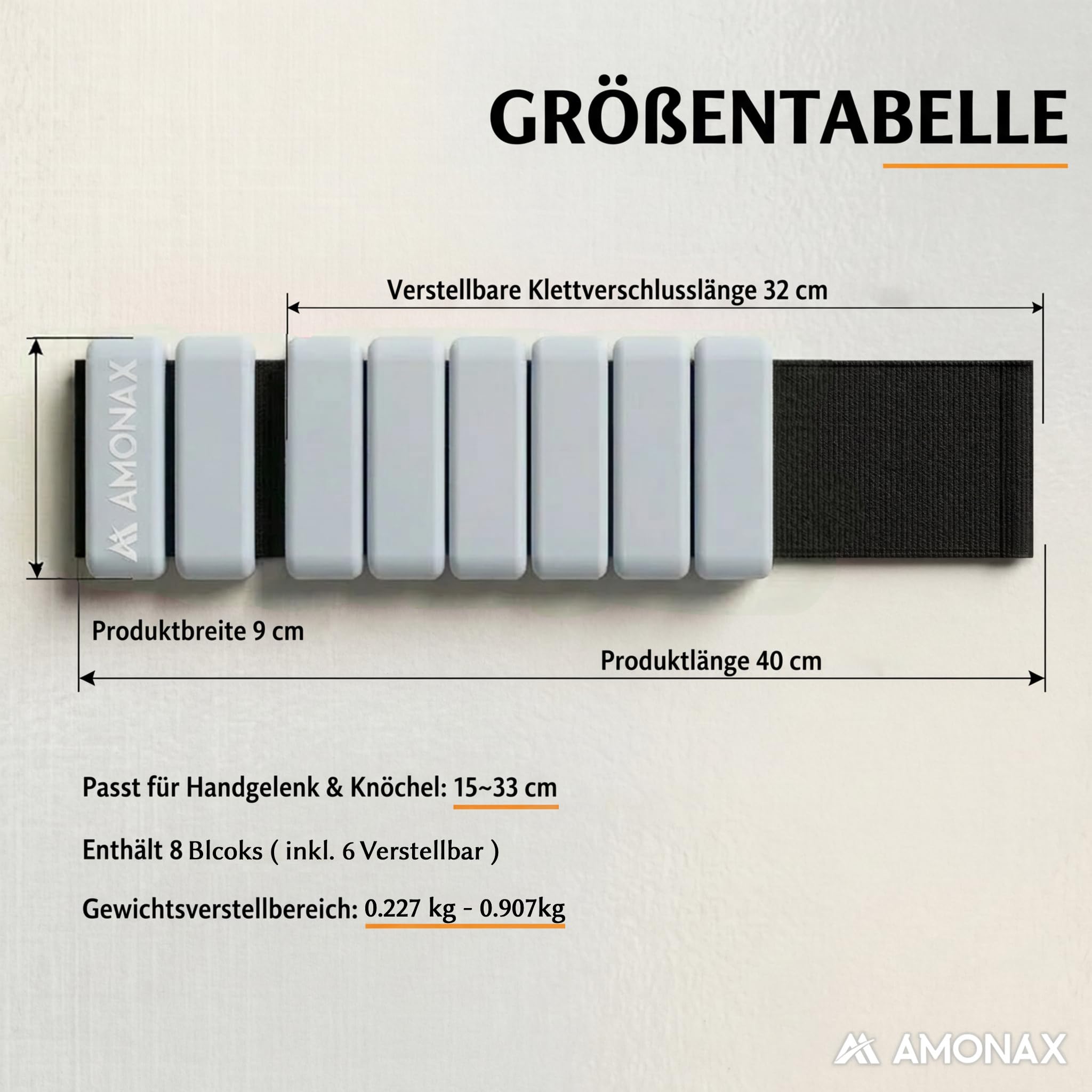 Amonax Gewichtsmanschetten Ankle Weights Set, Fitness Gewichte Für Beine Und Arme, 2x0,5kg Gewichte Handgelenk Für Frauen Männer, Pilates Gewichte Leg Weights