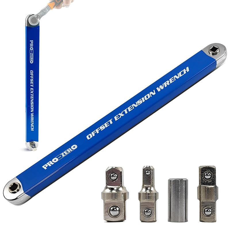Chave de Extensão Deslocada para Soquete com Adaptadores de 12,7 mm (1/2 pol.), 6,35 mm (1/4 pol.) e 9,5 mm (3/8 pol.) Bqweun BYA039a