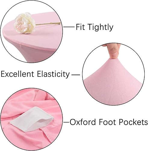 Miniatura 3 de Mantel redondo de cóctel de elastano, elástico, decorativo, 32 x 43 pulgadas, color rosa