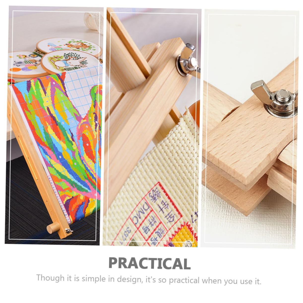 OSALADI Embroidery Frame Wooden Rack Cross Stitch Tool Comfortable Distance Stand for DIY Enthusiasts