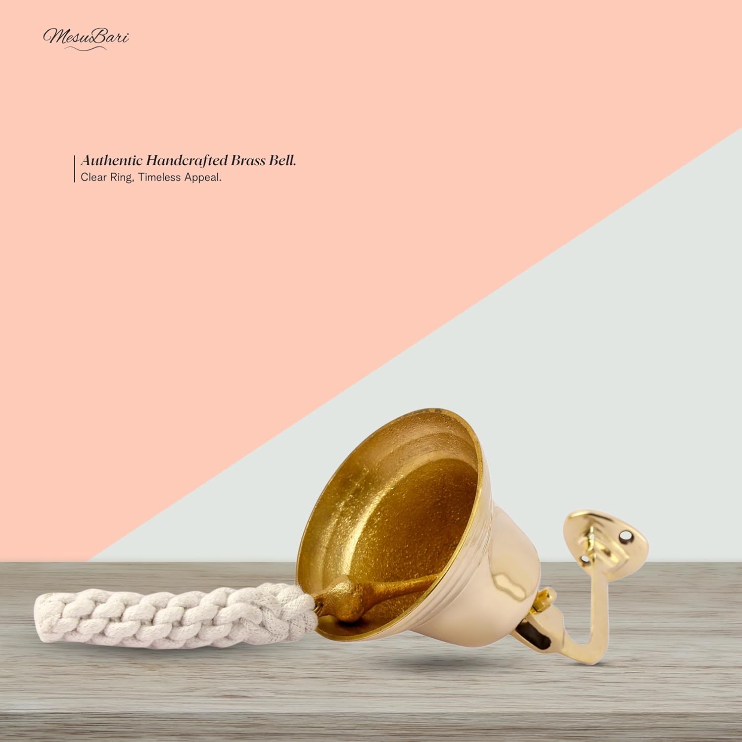 Brass Ship Bell with Rope Pull – 4 Inch Heavy-Duty Polished Brass Wall-Mount Nautical Bell | Indoor Outdoor Decor | Vintage Style Marine Bell for Bar, Garden, Patio & Boat