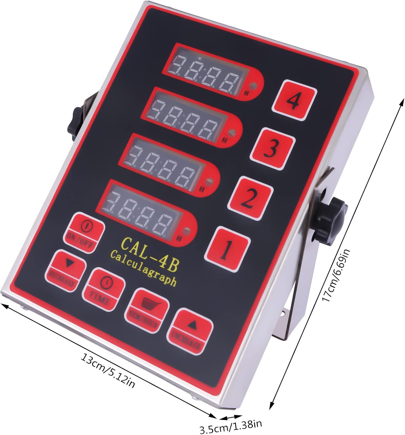 4 Channel Commercial Digital Kitchen Timer,Loud Cooking Reminder with Adjustable Volume & Memory Function,Stainless Steel LED Timers for Kitchen,Restaurant,Home