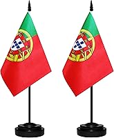 Vista 13 de Juego de banderas de escritorio de Colombia, paquete de 2 banderas de mesa colombianas, mini bandera de escritorio pequeña con poste negro sólido