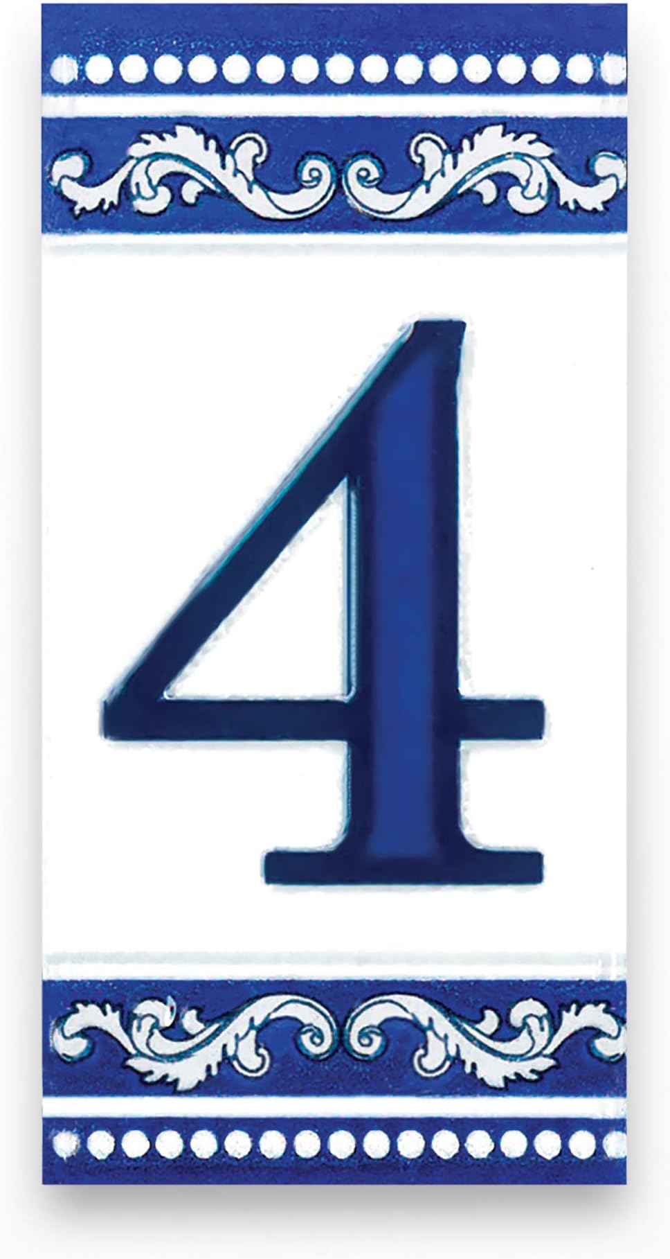 Kantu 2113015 Castilla Ceramic Tile Address Number, 3.94 in. L x 1.97 in. W x 0.31 in. H, Blue