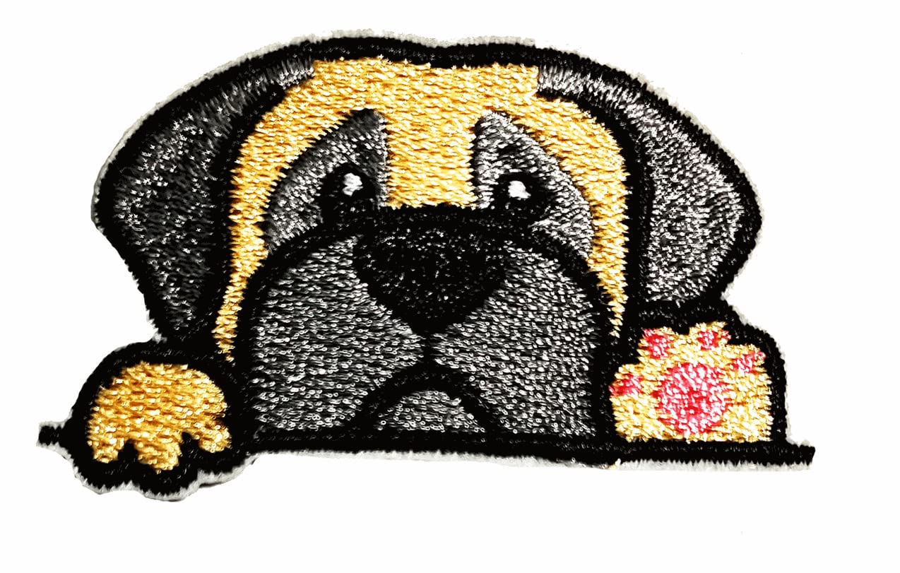 Pug Dog Cartoon Lovely Animal Patches Embroidered Appliques Symbol Badge Clothes Jeans T-Shirt Hat Backpacks for Men Women Boys Girls (2 PCS)