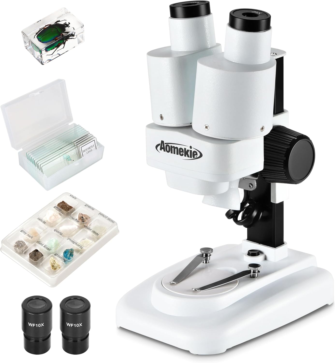 Aomekie stereo microscope 20X-50X with 10 slides