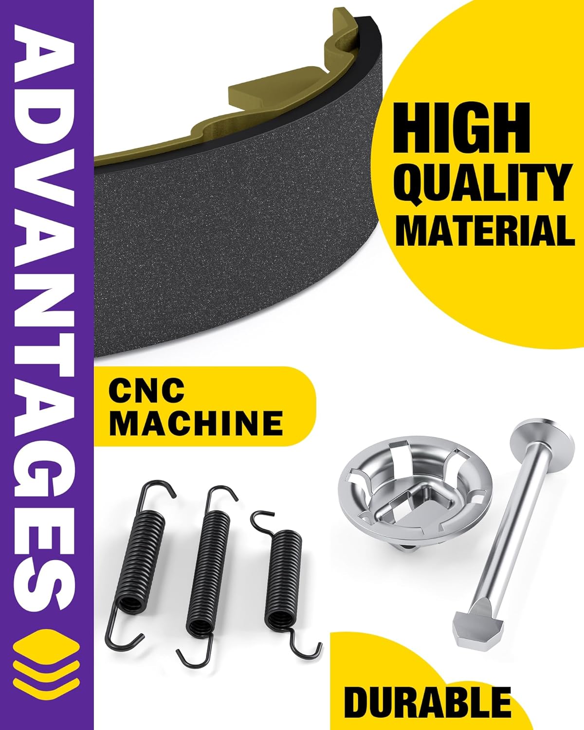 Golf Cart EZGO Brake Shoes and Spring Kit Assembly for EZGO TXT Medalist, Golf Cart Brakes Shoes Pads for 1996-Up Workhorse 94-06 Yamaha G2-G22, EZGO Replacement Parts OE# 27943G01 70795G01 27944-G01