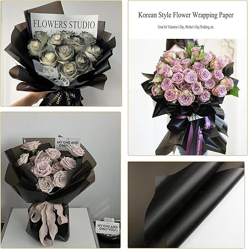 Miniatura 6 de Gloreyan 20 hojas de papel de regalo de flores, ramo de floristería para manualidades, ramo de flores frescas, envoltura impermeable, caja de