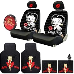 New Betty Boop Timeless Design Car Accessories Set New Seat Covers Front and Rear Rubber Mats Steering Wheel