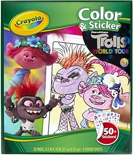 Crayola Trolls World Tour Color & Sticker Activity, With 32 Kids Coloring Pages & 4 Sticker Sheets, Trolls 2 Coloring, Gift for Kids, Ages 3, 4, 5, 6