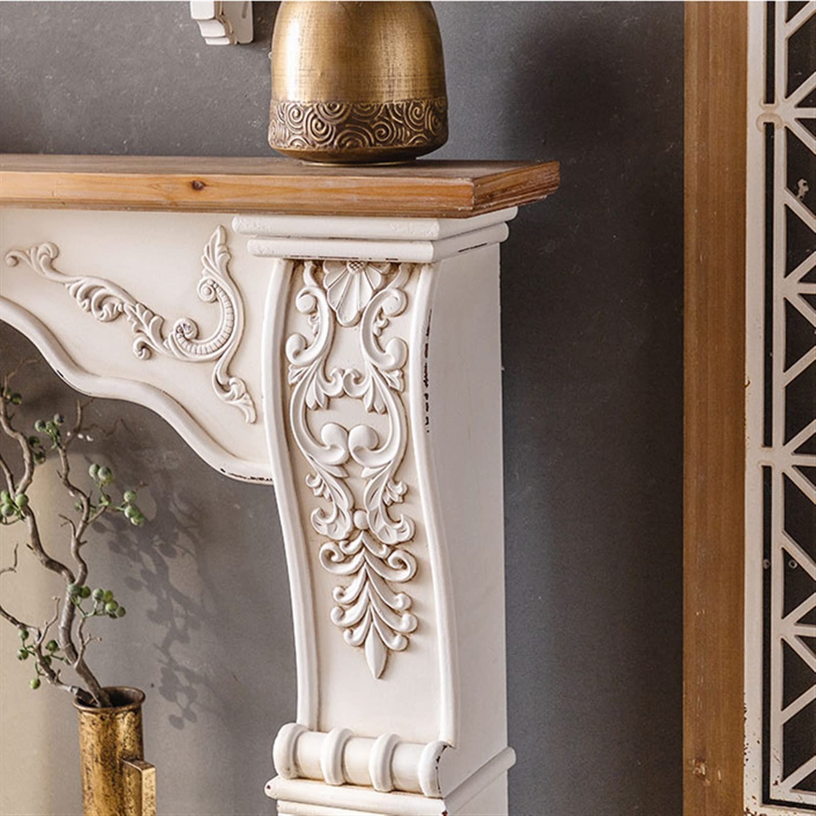 Dekorative Kaminkonsole Europäischer Kaminsims, Vintage-Bogenkamin, Dekoratives Regal, Wohnzimmer, Kamin, Ofen, Kaminsims Kaminumrandung Kamingehäuse
