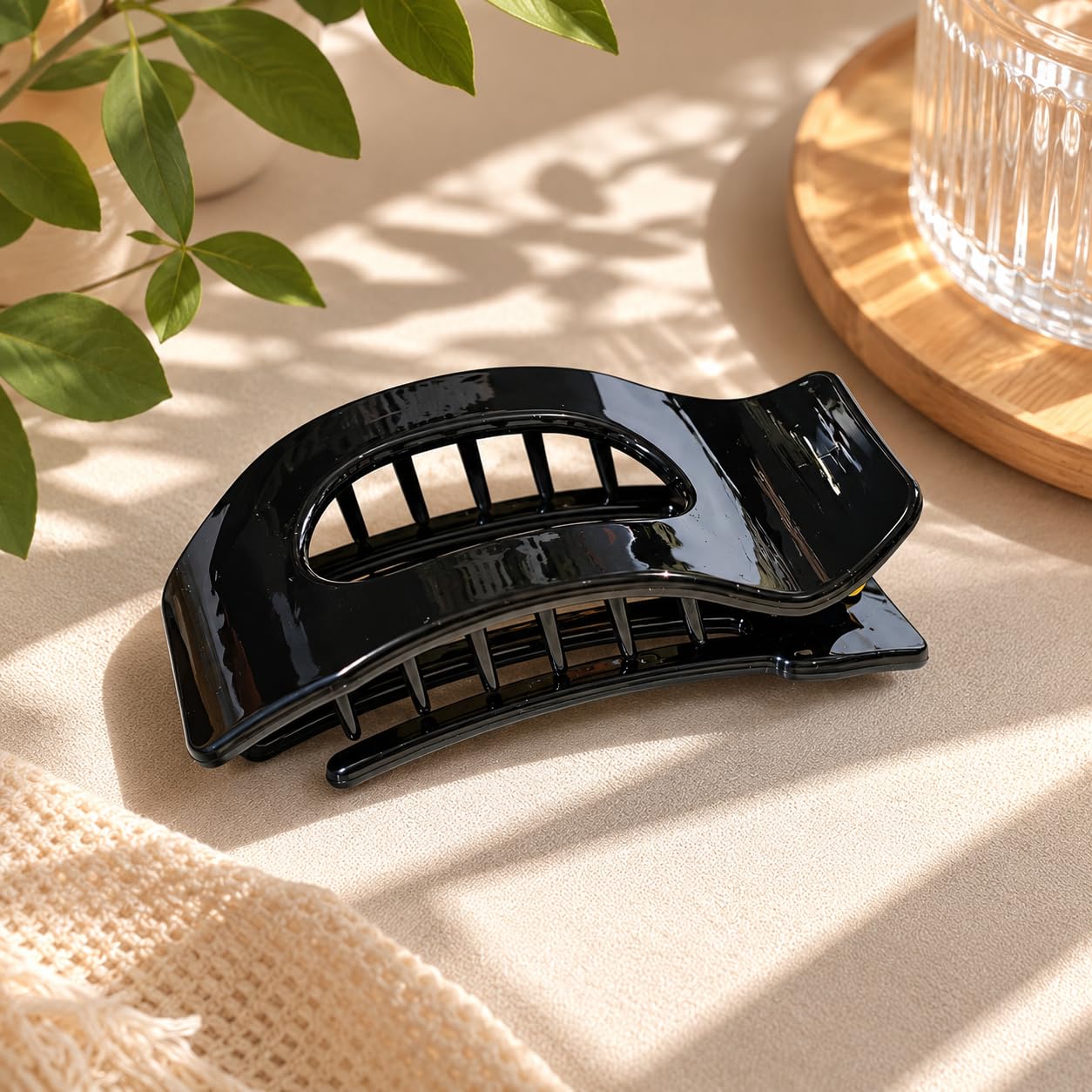 4 Inch Cloud Soft Flat Hair Clips for Women, Large Silicone Flexible Claw Clip for Thick Thin Long Short Hair, French Duckbill Clips, Lay Down Hair Accessories for Driving Yoga Gifts (Black)