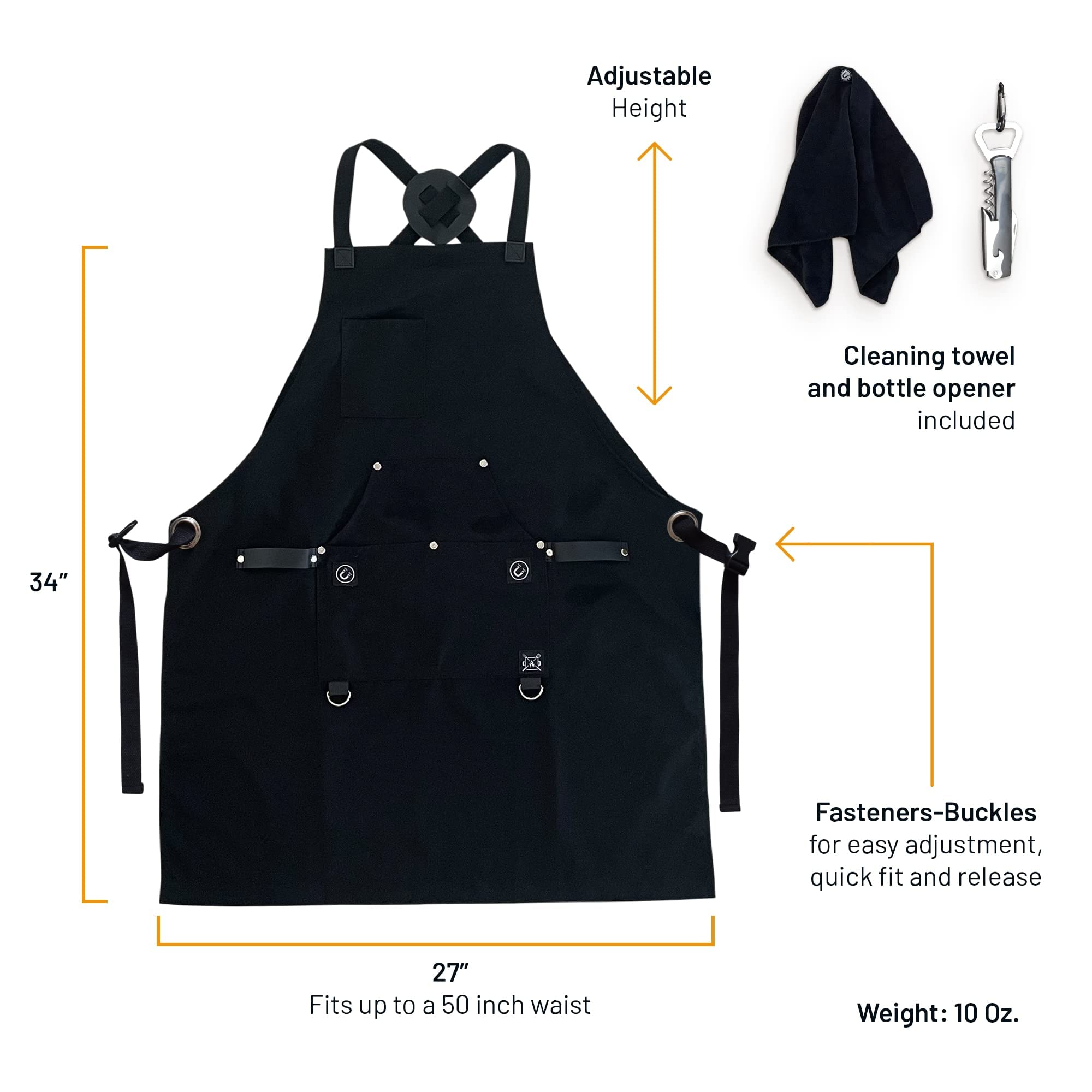 Delantal de cocina para hombre con bolsillos, grado profesional, hecho para cocinar, servidores, cómodo con correas cruzadas