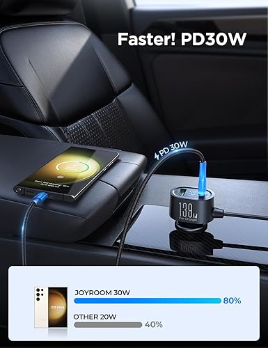Miniatura 4 de JOYROOM - Divisor de encendedor de cigarrillos 7 en 1, adaptador de cargador de coche de 139 W con carga PD30W (cable de 3.3 pies), adaptador
