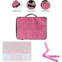 Microcase Huawei Matepad 11.5 S 2026 ile uyumlu Touchpad Bluetooth Klavye + Tablet Stand  - Pembe AL5194