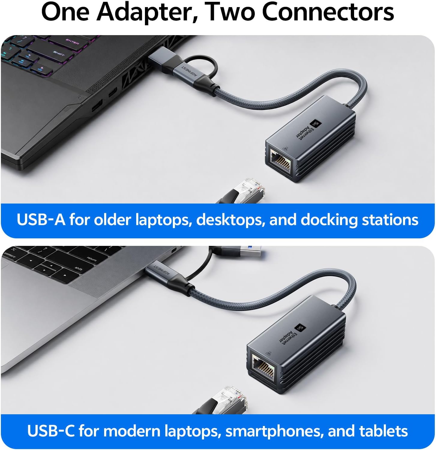 USB C to RJ45 Ethernet Adapter 5Gbps Plug & Play Network Adapter