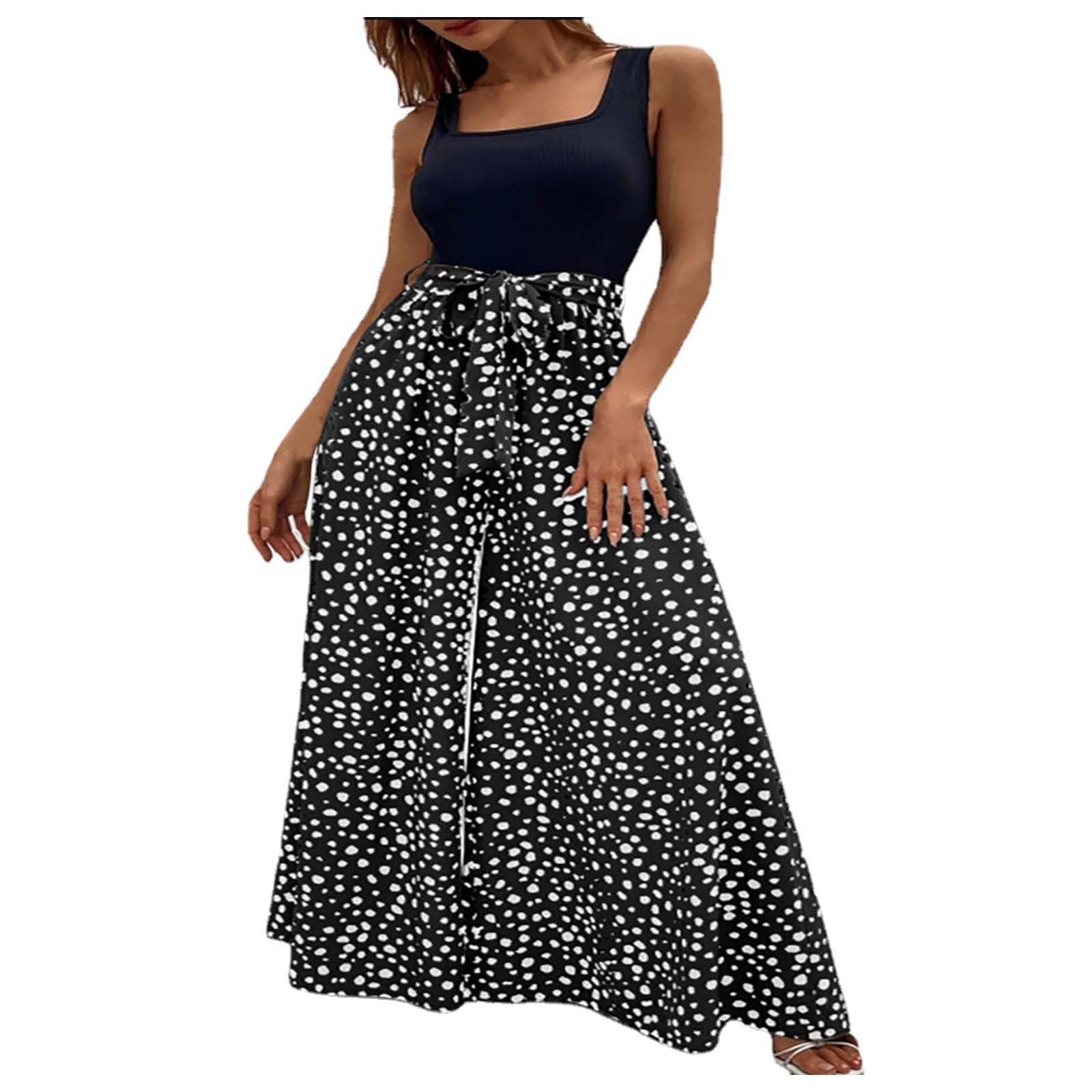 Jumpsuit Damen Elegant Festlich, Jumpsuits Für Damen Lang Verstellbare Spaghettiträger Hosenanzüge Modern Overall Romper Lose DamenOveralls Luftig Locker Overalls Sommer Strand Outfit Kostüm Festlich