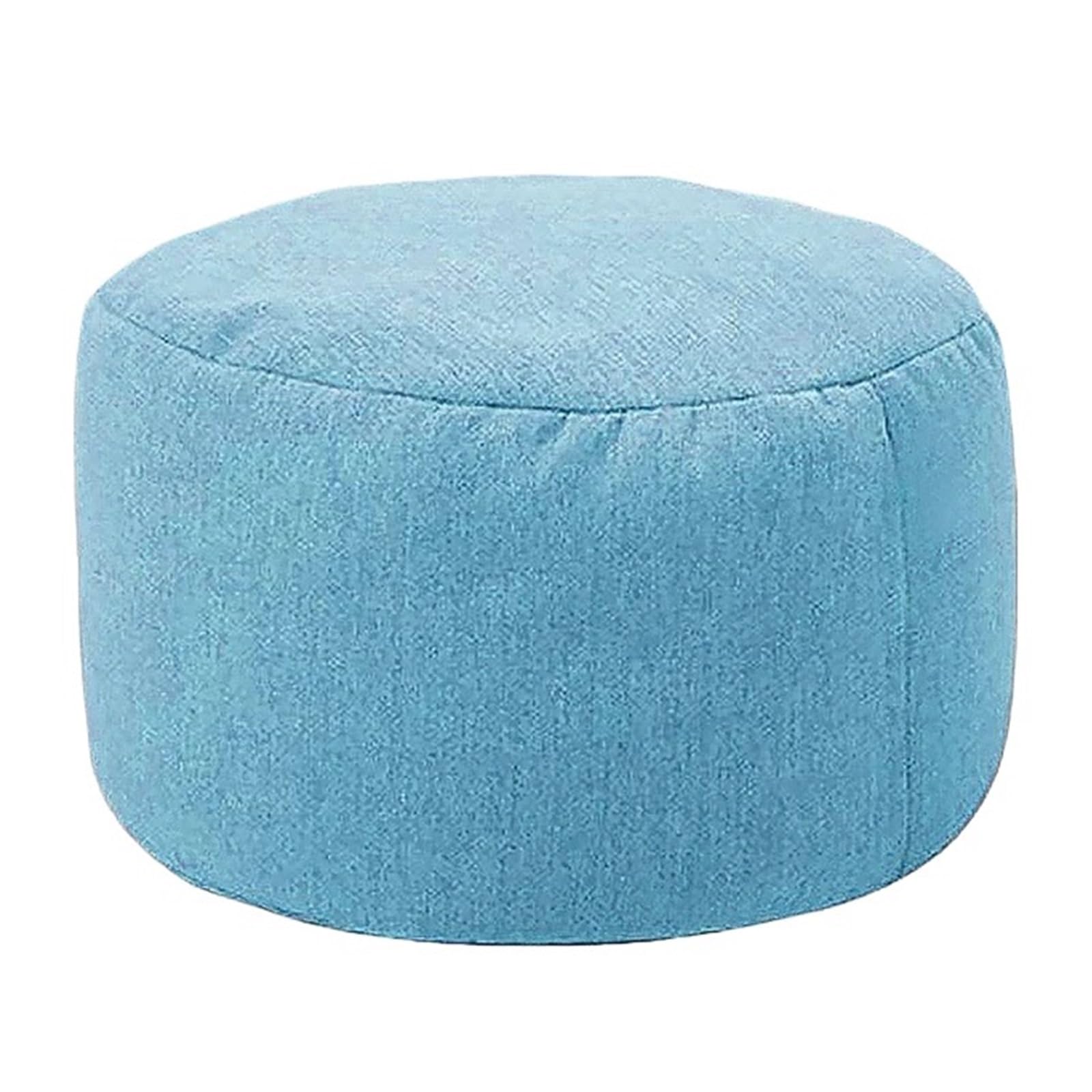 Pouf rond en lin bleu glacier résistant : fini le manque de sièges au salon