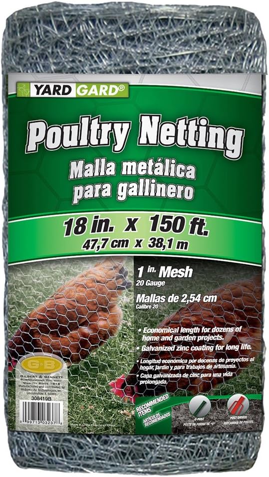 YARDGARD – 1 Inch Twisted Mesh Wire Fence – 18 Inches by 150 Feet – 20 Gauge Galvanized Steel – for Poultry Netting | Chicken Coops | Garden Protection and Small Animal Enclosures