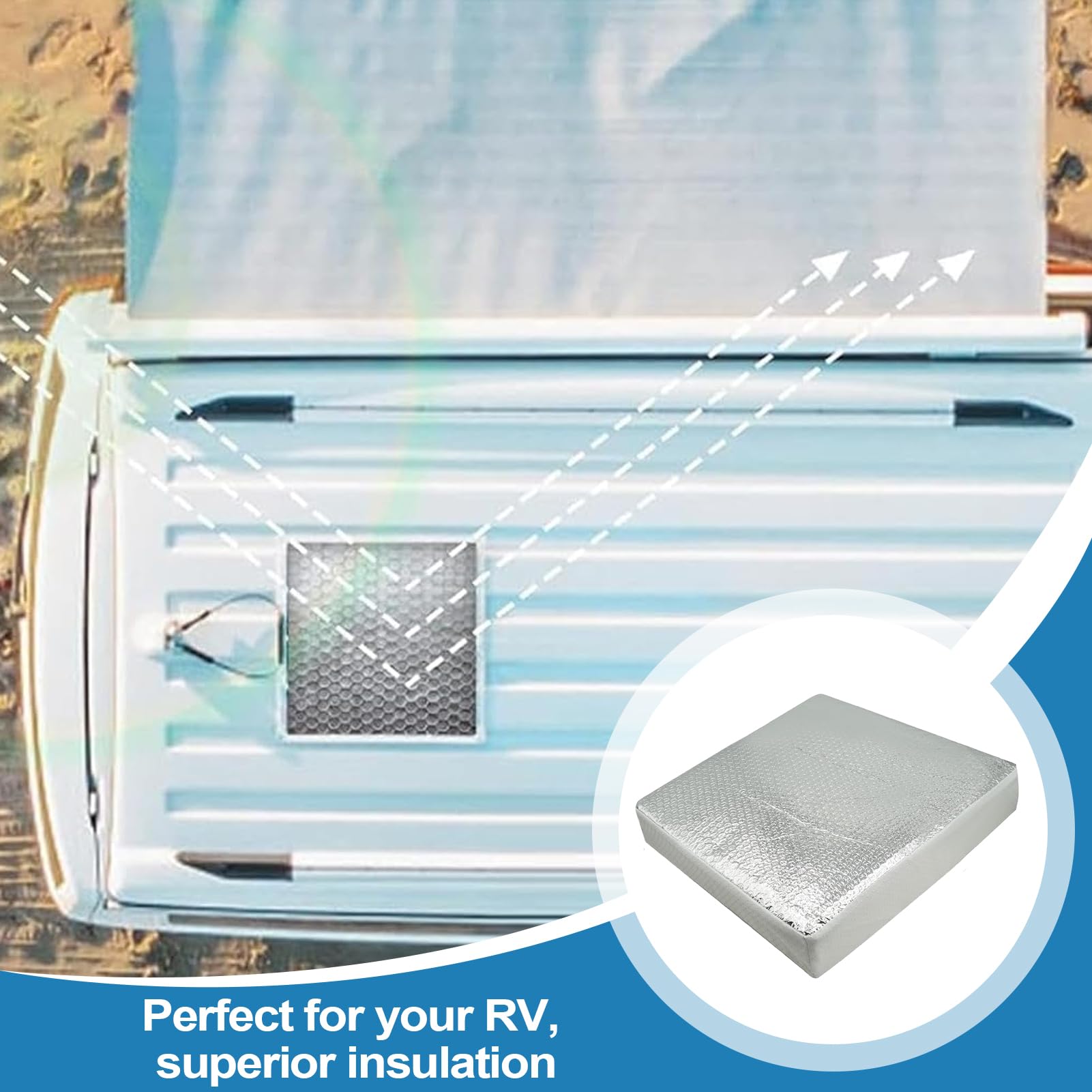Couvertures de ventilation RV pour toit, couvercle de ventilation RV - Isolation de fenêtre RV étanche isolée,Accessoire de ventilation réfléchissante amovible pour le camping-car Caravan Salle de bai