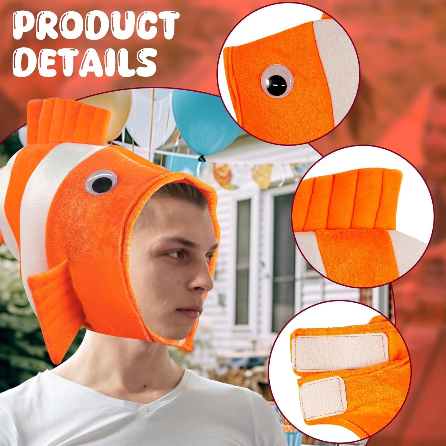 Clown Fish Hat Clownfish Costume Ocean Animal Costume Sea Animal Cosplay Dress Up Themed Parties - Image 3