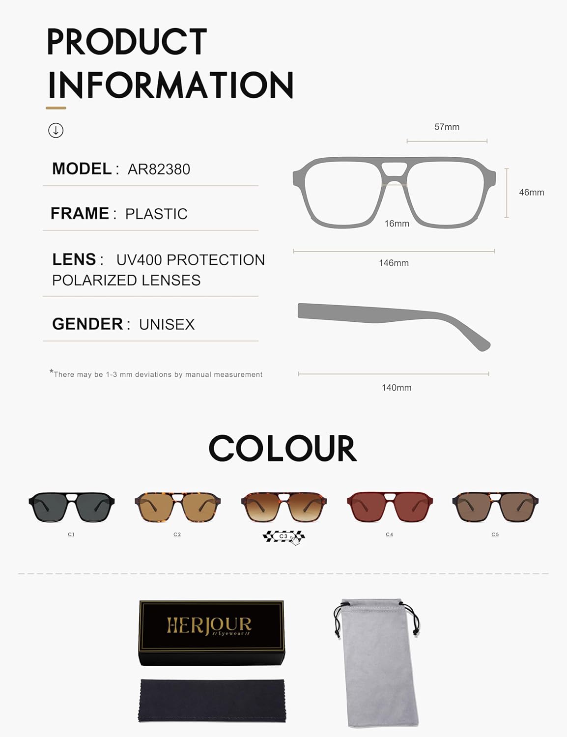 Retro Trendy Square Polarized Aviator Sunglasses Womens Mens 70s Classic Vintage Oversized Sun Glasses AR82380 - Image 5