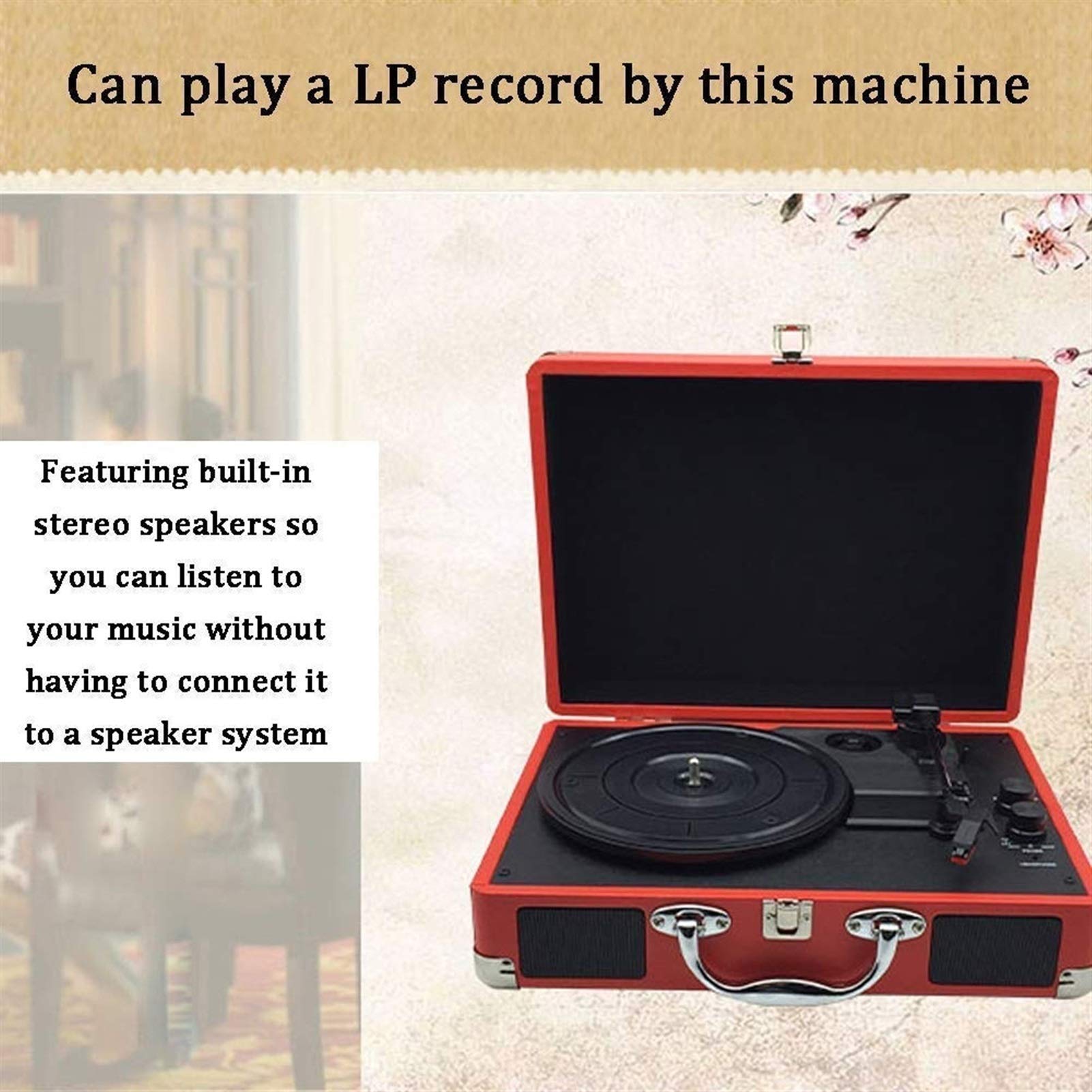 Giradischi portatile Bluetooth con registrazione USB/SD, jack per cuffie, uscite RCA/AUX per la riproduzione in vinile e l'acquisizione audio in movimento