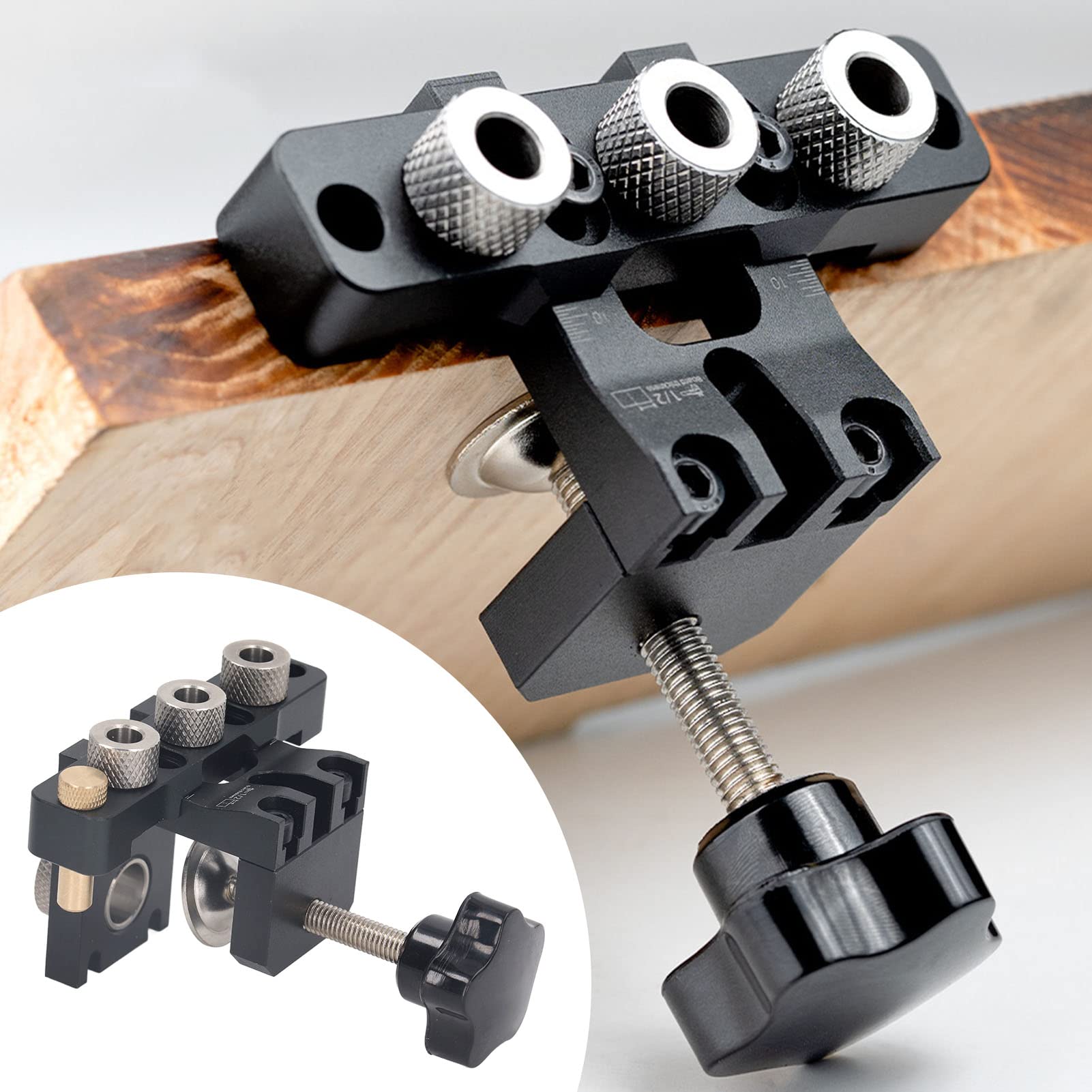 Kit Mascherina Foratura Legno 3 in 1 Lega Alluminio Guida Trapano Tasselli