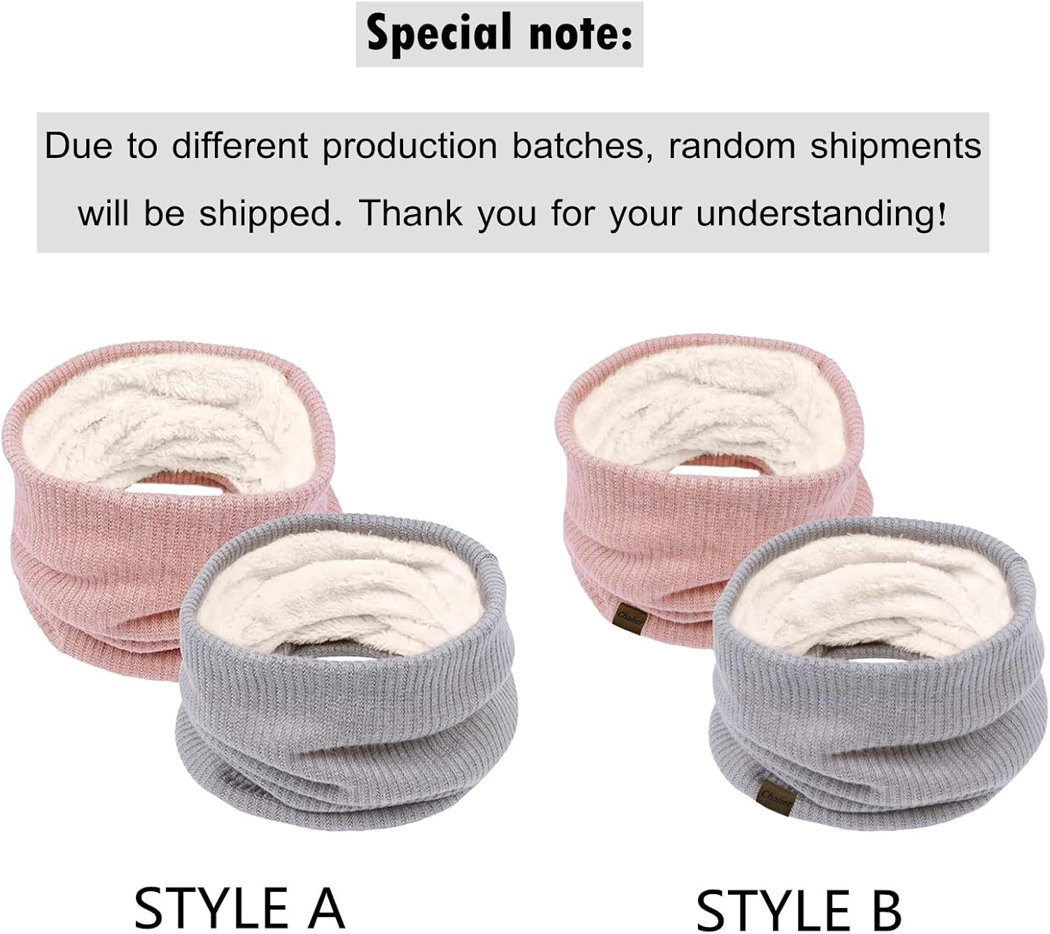 Chalier Infinity Scarf Winter Double-Layer Neck Warmer Knit Fleece Lined Circle Loop Scarves - Image 4