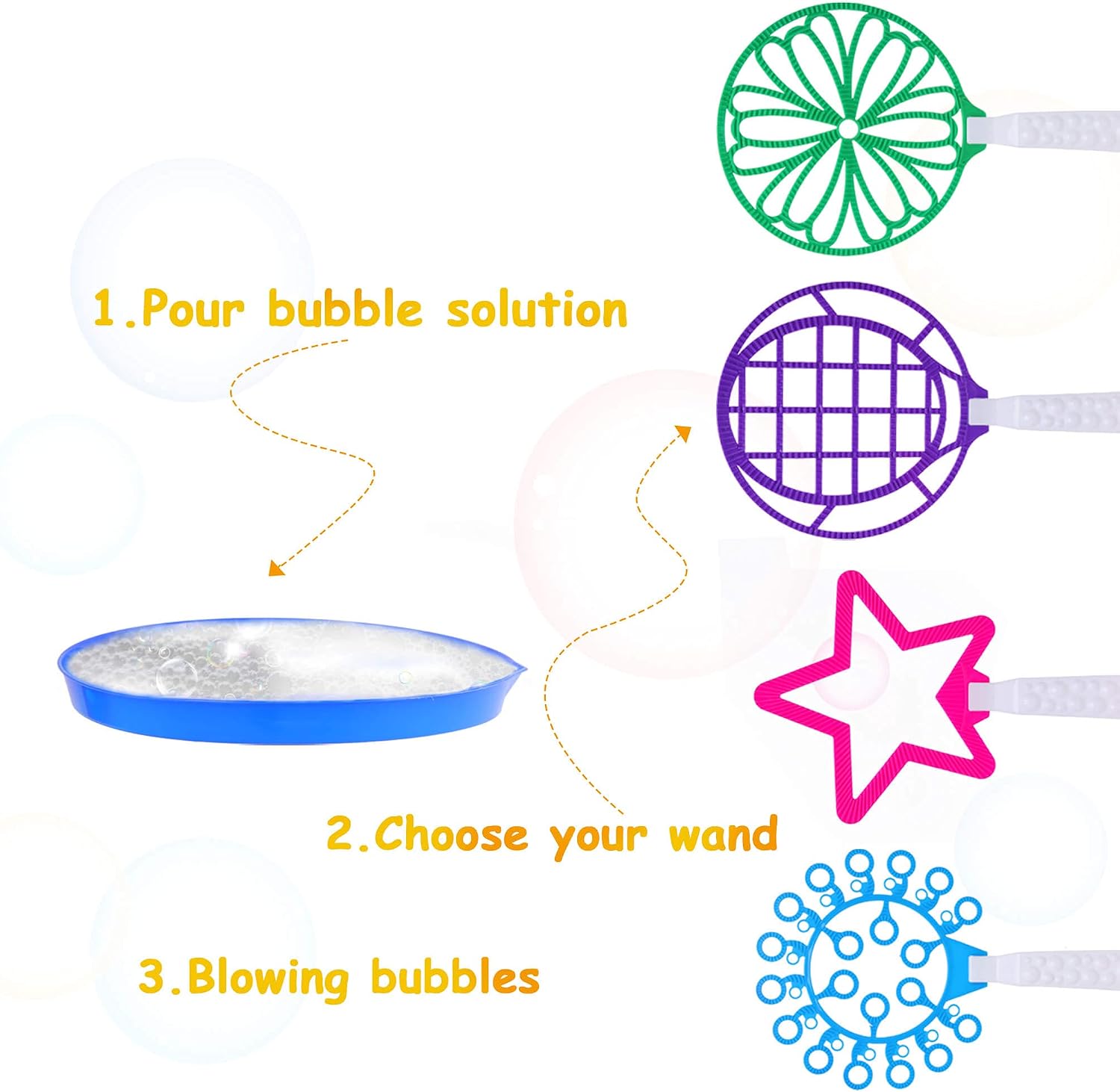 Bubble Wands for Kids, Big Bubble Maker, for Party Supplies, Various Shapes, No Repetition, 9 Pieces, Random Color