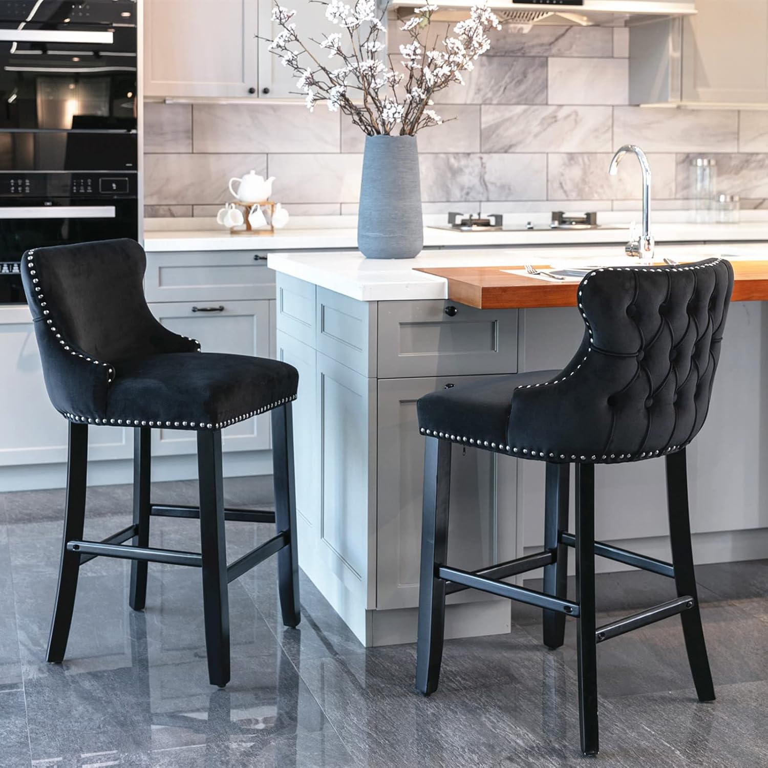 DKLGG Counter Height Bar Stools Set of 2, Upholstered