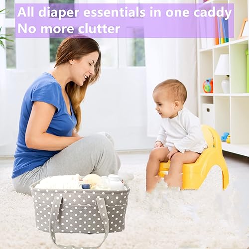 Miniatura 9 de Organizador de pañales para bebé, cesta de pañales portátil extra grande, organizador de pañales, bolsa de mano para cambiador, cesta de baby shower