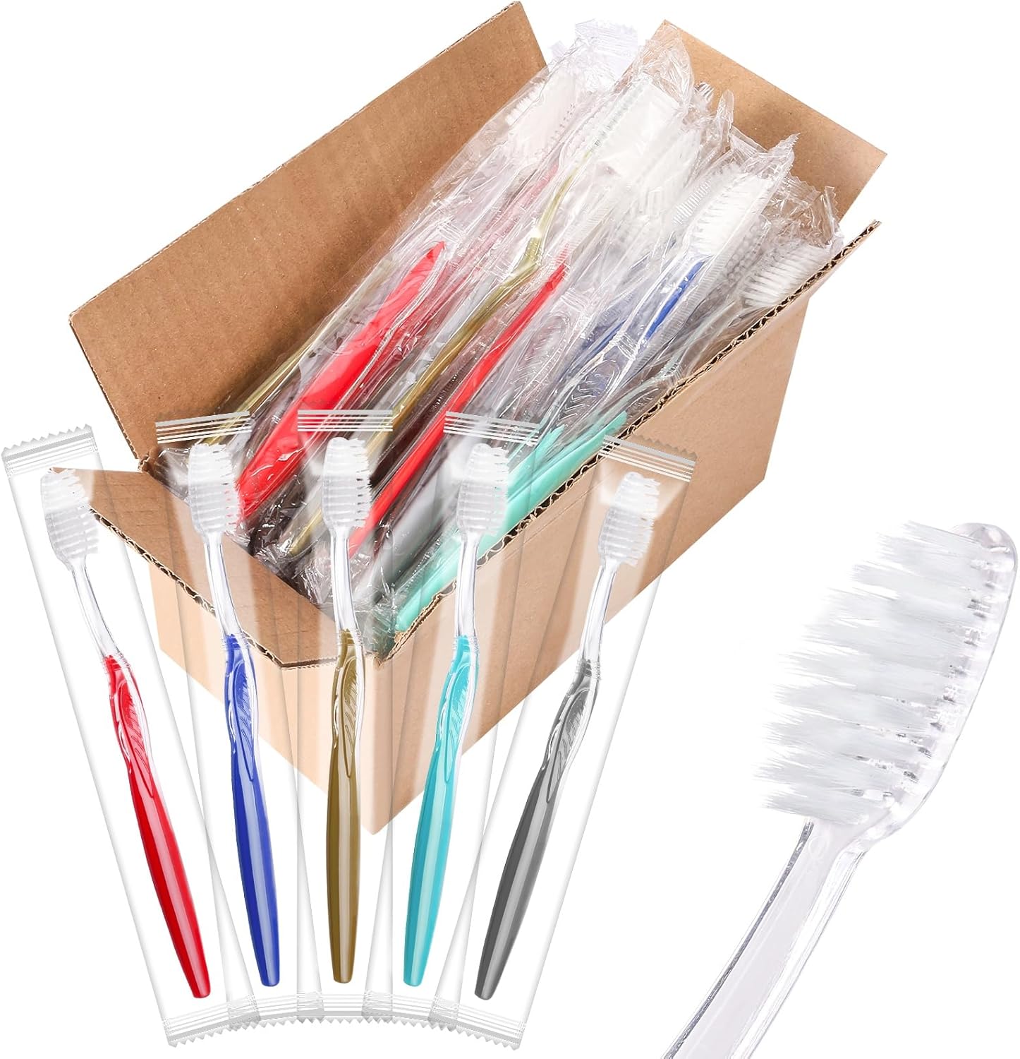 200PCS Disposable Toothbrushes, Individually Wrapped Travel Toothbrushes Bulk, Soft Brush Bristles Travel Single Use Toothbrush for Home Hotel Camping