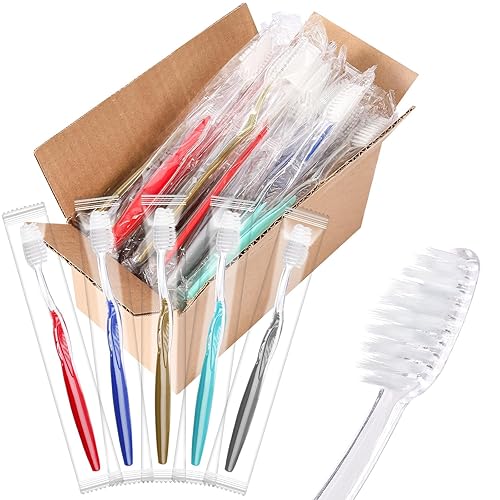100PCS Disposable Toothbrushes, Individually Wrapped Travel Toothbrushes Bulk, Soft Brush