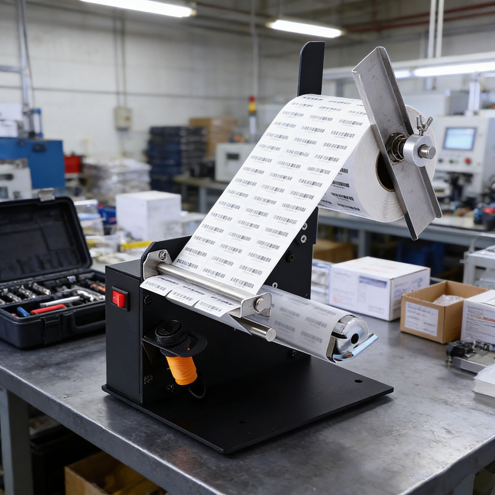 Vitalisworks 5-110Mm Electric Label Peeling Machine, Diameter 180Mm, Adjustable Tension, Automatic Label Dispenser, Peeling Speed 8 Inches/S, For Warehouses, Logistics, Factories, Supermarkets