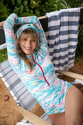 Vista 4 de AXESEA Traje de baño de una pieza de manga larga con cremallera fruncida para mujer