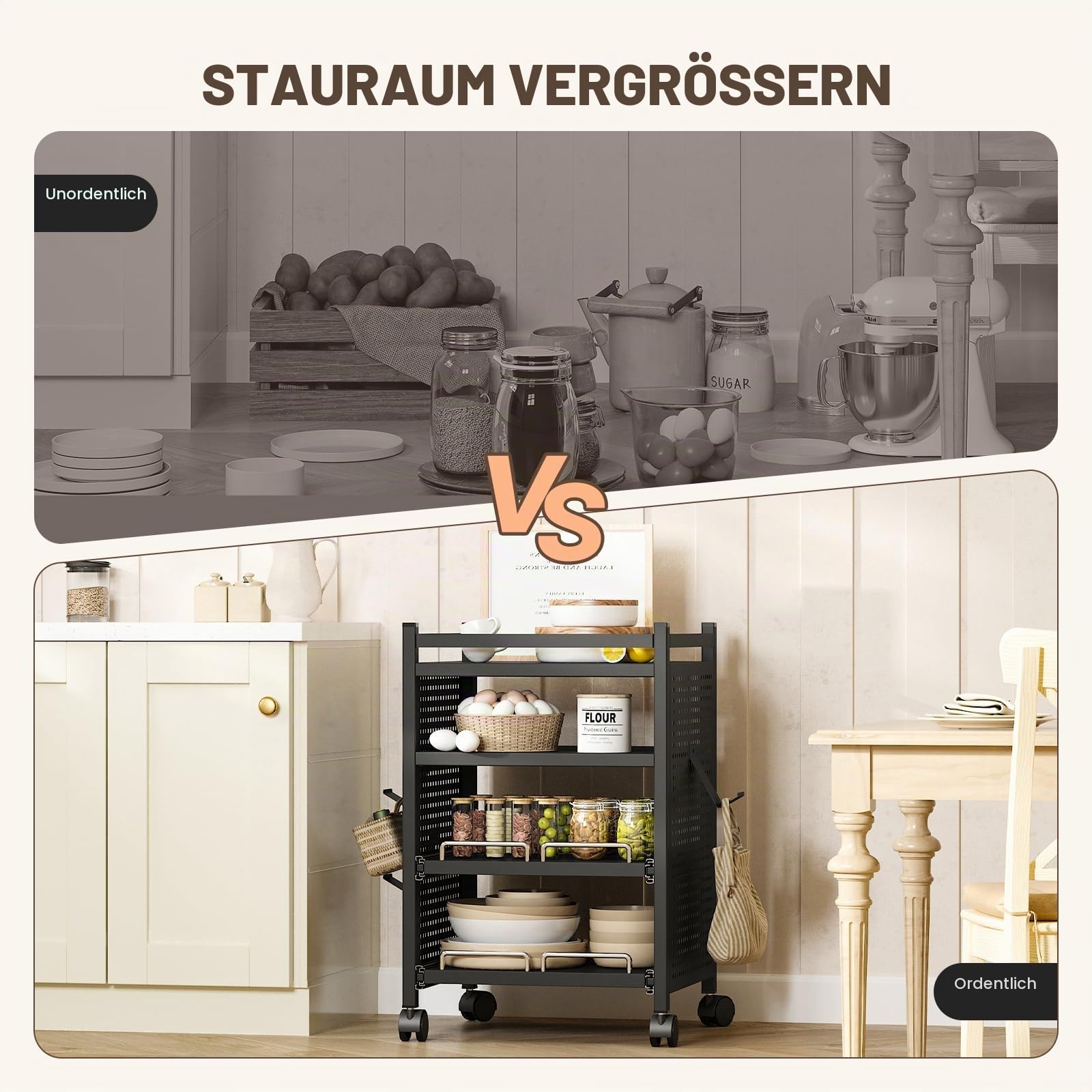 Sightlife Eckregal Stehend mit 4 Ebenen Standregal Eckregal Beistelltisch Audio Rack Nachttisch Side Table Schallplattenständer Bücherregal Eck-Stereo-Ständer Mit Rollen