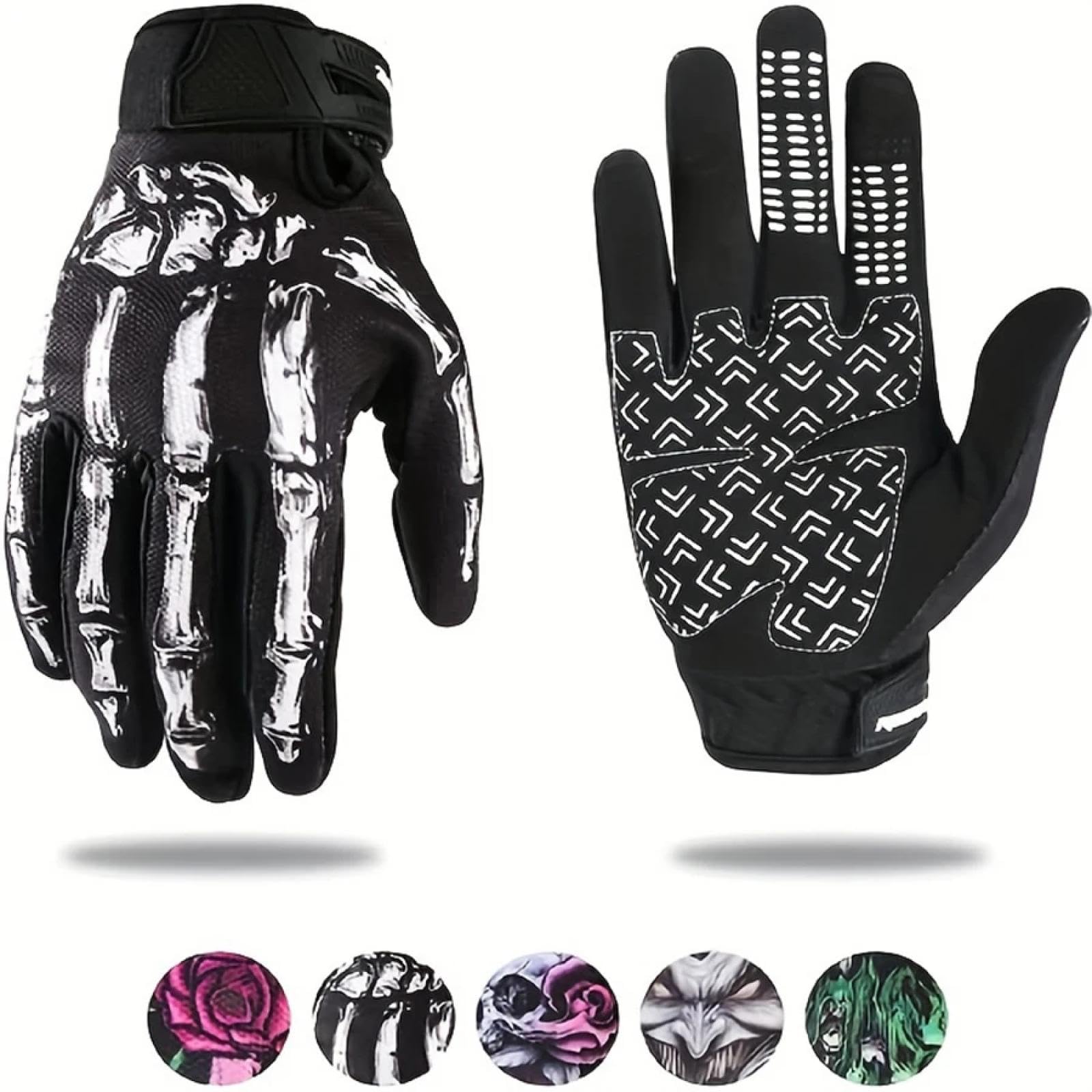 Guantes Invierno Hombre Mujere Gloves 1Par De Guantes De Ciclismo De Dedo Completo Guantes De Motocicleta con Pantalla Táctil Ghost Claw Skull