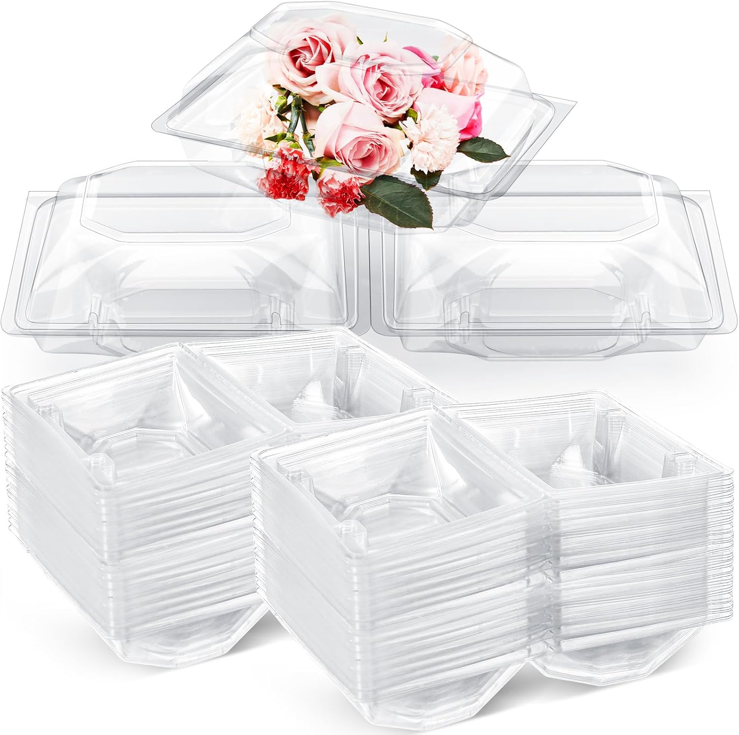 Funnymoom 60 Pack Clear Plastic Corsage Box, 7.09 x 5.12 x 3.94 Inches