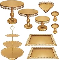 JALANCY Gold Metal 9-Piece Cake Stand Set - Multi-Tier Cupcake Dessert Display Tower for Weddings, Birthdays, Baby Showers