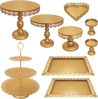 JALANCY Gold 9-Piece Metal Cake Stand Set - Versatile Cupcake Dessert Tower Display for Weddings, Parties, Baby Showers