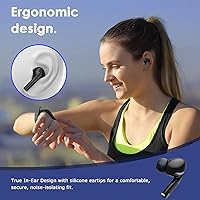 Vista 8 de Auriculares inalámbricos, auriculares Bluetooth 5.3 con reducción de ruido ENC/ANC, pantalla de alimentación LED, control táctil, IPX4 impermeable