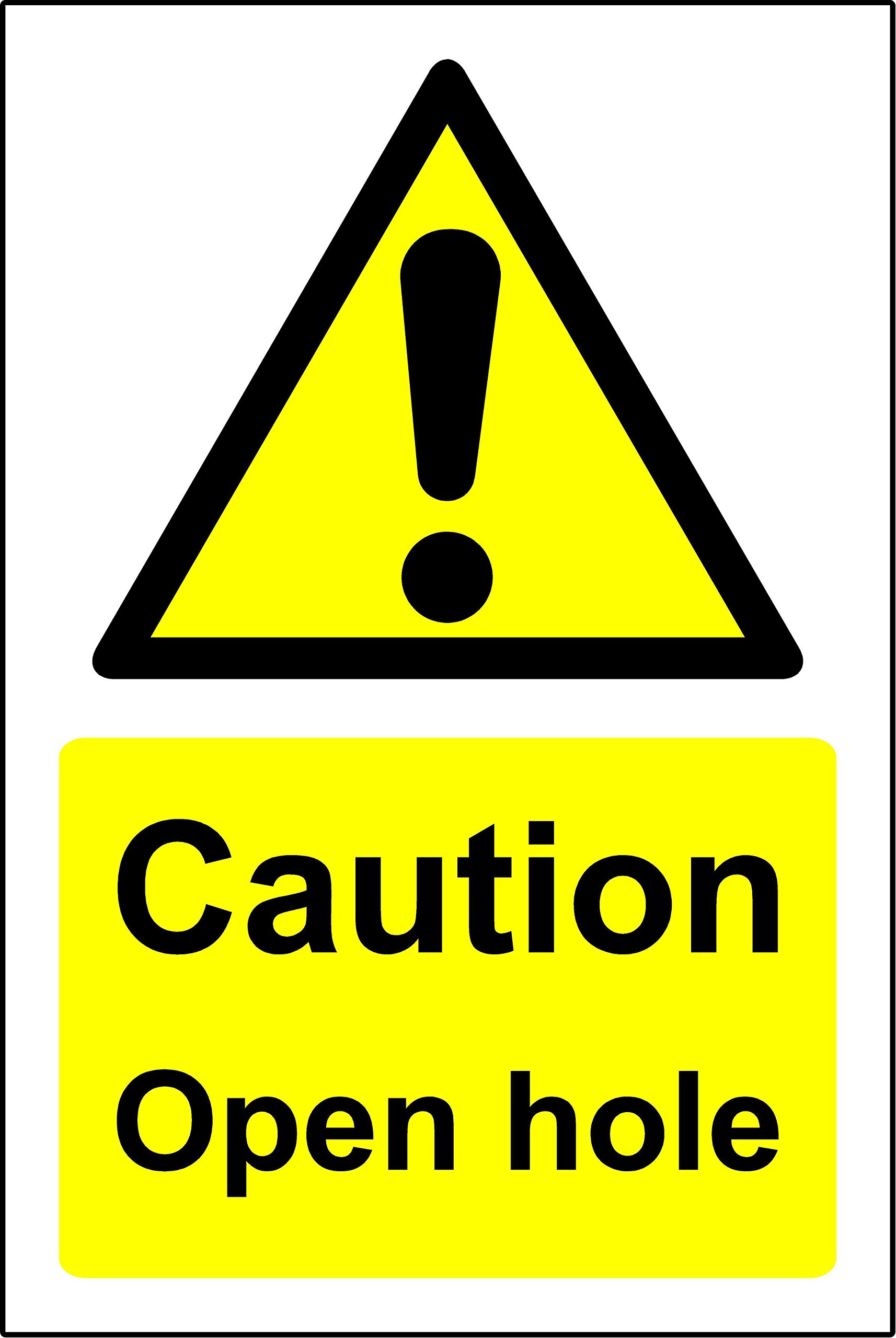 Kpcm Display Ltd Caution Open Hole Safety Sign - 1.2Mm Rigid Plastic 300Mm X 200Mm