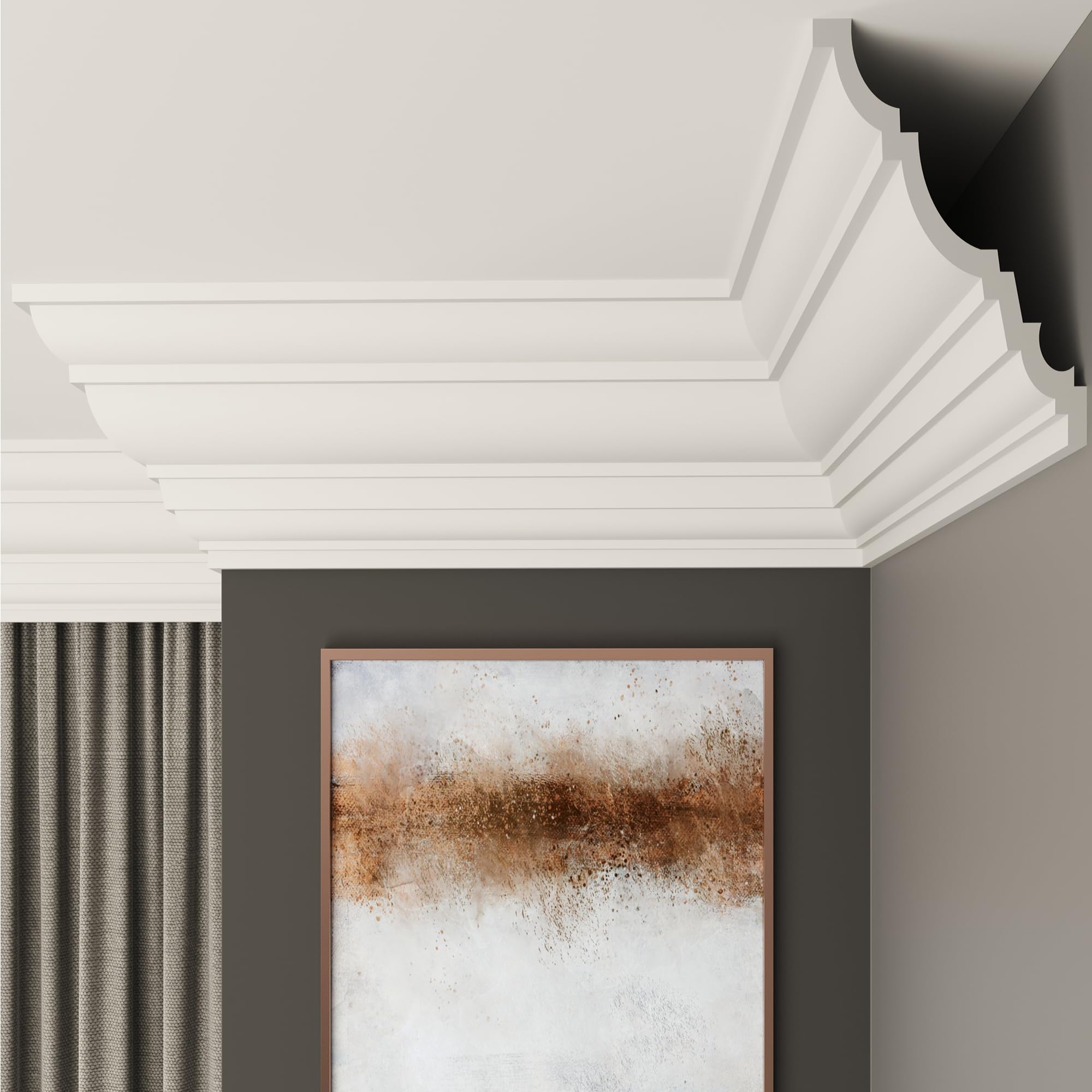FAST DECOR Coving for Ceilings,White XPS Cornice, Lightweight Ceiling Moulding and Trim, Paintable Decorative Finish, Easy DIY Fit, Durable and Moisture Resistant (6m (3 Length), CW02) โ image 1