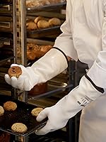 Vista 4 de LANON - Guantes de horno de silicona líquida resistentes al calor de 15 pulgadas, grado alimenticio, forro CoralAir, impermeables, extra largos